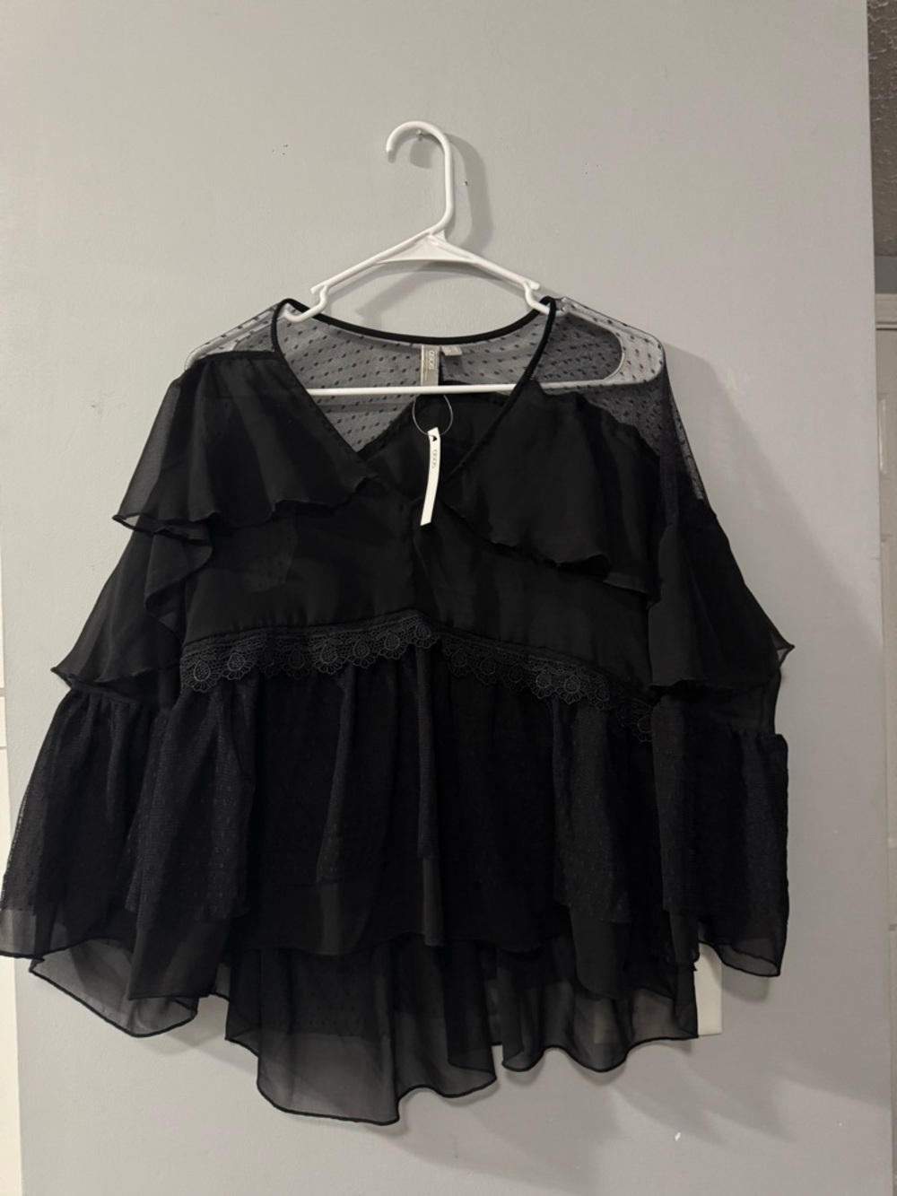 ASOS Black Ruffle Sheer Blouse